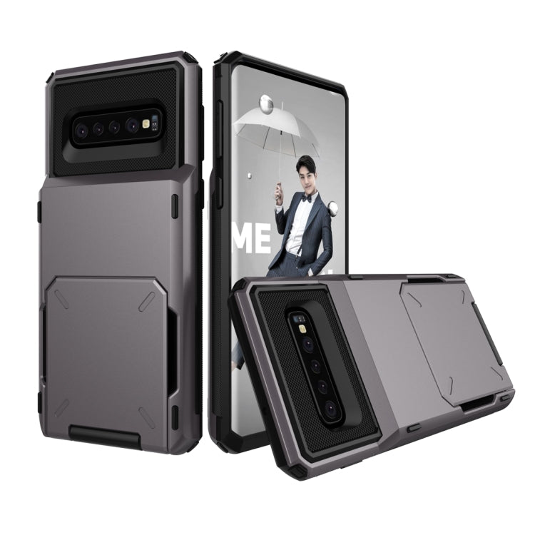 適用於三星 Galaxy S10 翻蓋插卡TPU + PC防摔保護殼