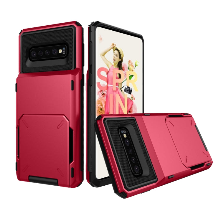 適用於三星 Galaxy S10 翻蓋插卡TPU + PC防摔保護殼