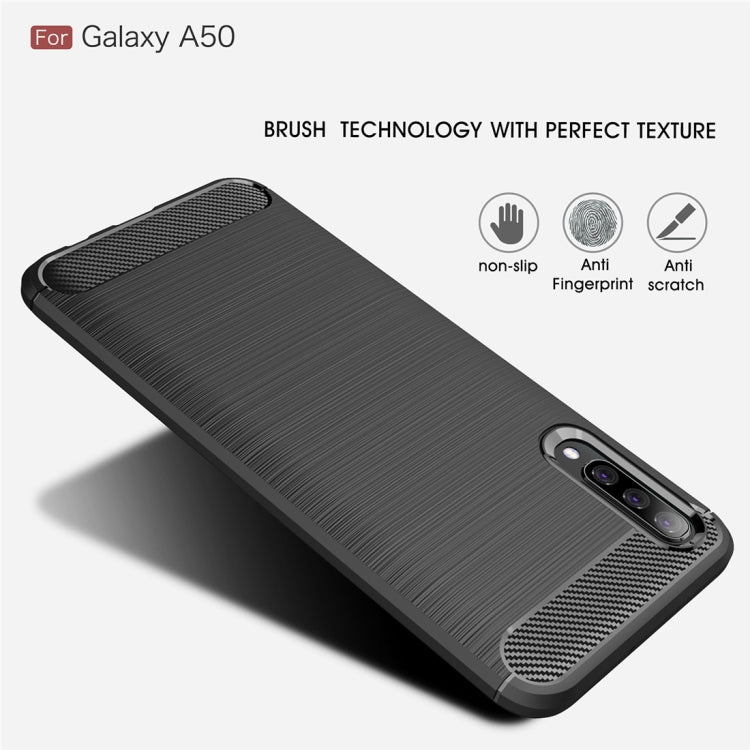 適用於三星 Galaxy A50 拉絲紋碳纖維TPU手機殼