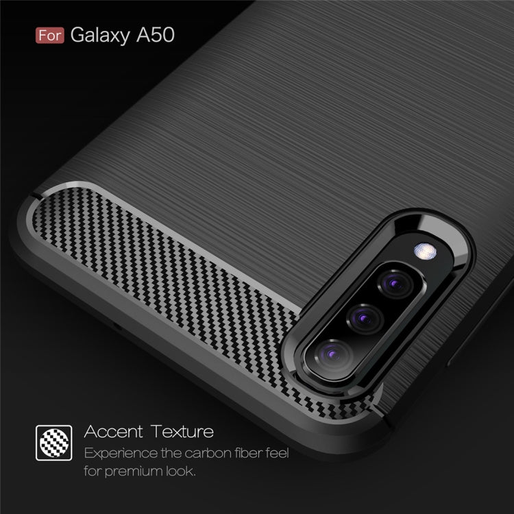 適用於三星 Galaxy A50 拉絲紋碳纖維TPU手機殼
