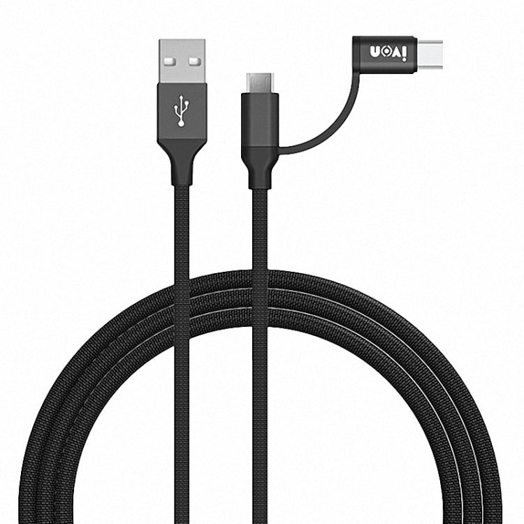 IVON CA52 2.4A USB轉Type-C+Micro USB 二合一充電數據線，線長1m
