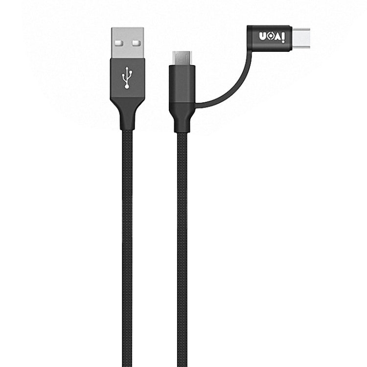 IVON CA52 2.4A USB轉Type-C+Micro USB 二合一充電數據線，線長1m