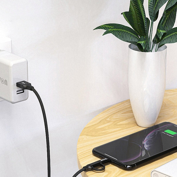 IVON CA52 2.4A USB轉Type-C+Micro USB 二合一充電數據線，線長1m