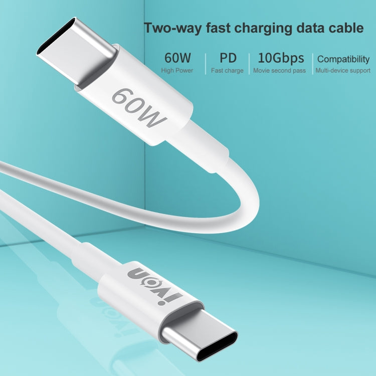 IVON CA203 60W PD Type-C轉Type-C 快充數據線，線長：1m