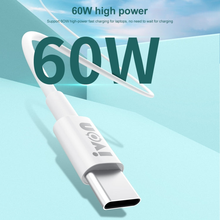 IVON CA203 60W PD Type-C轉Type-C 快充數據線，線長：1m