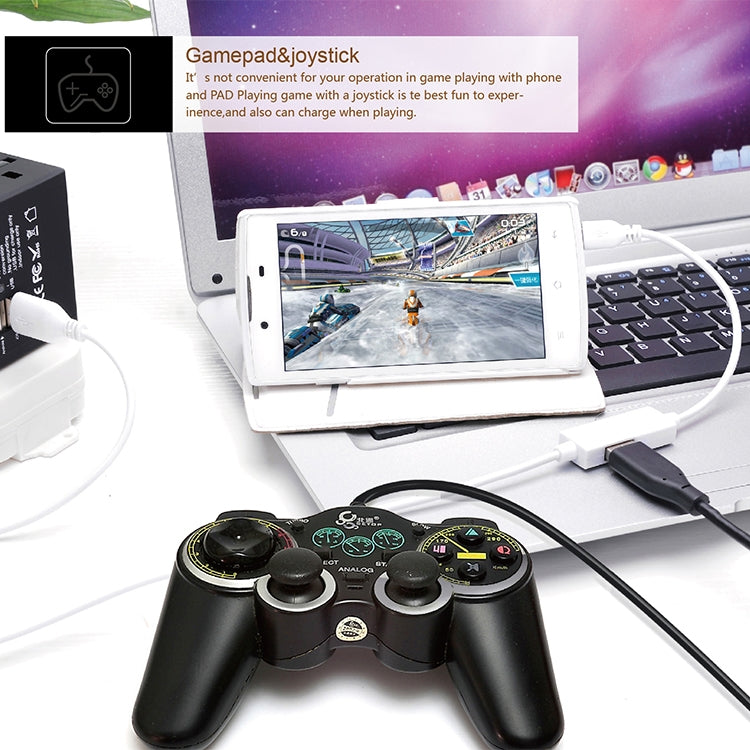 OTG-Y-03 USB 2.0公頭轉Micro USB 公頭 + USB 母頭 OTG充電數據線帶開關，適用於帶OTG功能的安卓手機/平板電腦，長度：1.1m