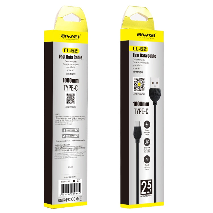 awei CL-62 2合一 2.5A Type-C 充電+傳輸鋁合金雙面盲插數據線，線長：1m