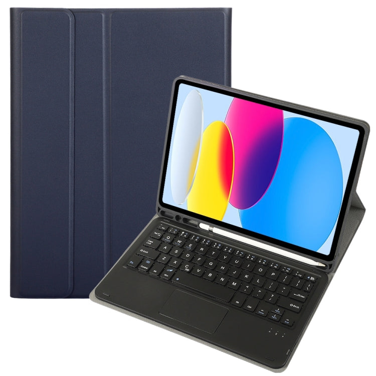 For iPad 11 2025 / 10th Gen 10.9 2022 A10B-A Lambskin Texture Bluetooth Touch Keyboard Leather Tablet Case with Pen Slot
