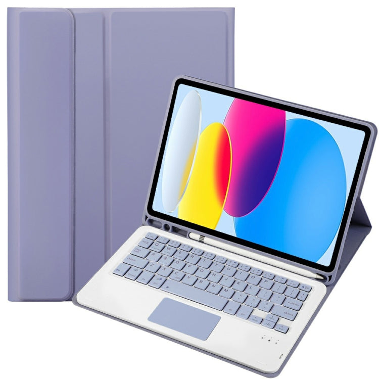 For iPad 11 2025 / 10th Gen 10.9 2022 A10B-A Lambskin Texture Bluetooth Touch Keyboard Leather Tablet Case with Pen Slot