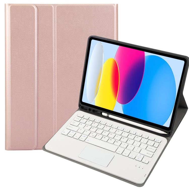For iPad 11 2025 / 10th Gen 10.9 2022 A10B-A Lambskin Texture Bluetooth Touch Keyboard Leather Tablet Case with Pen Slot