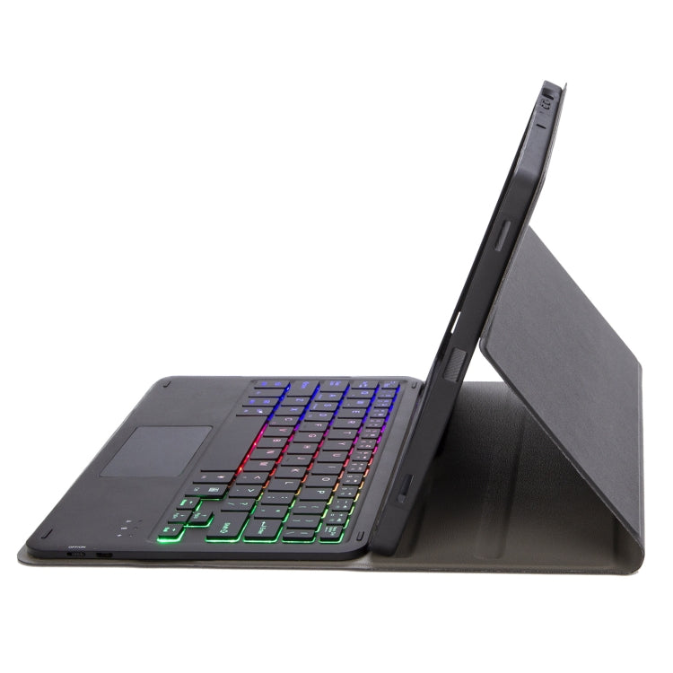 For iPad 11 2025 / 10th Gen 10.9 2022 A10B-AS Lambskin Texture Backlight Bluetooth Touch Keyboard Leather Tablet Case with Pen Slot