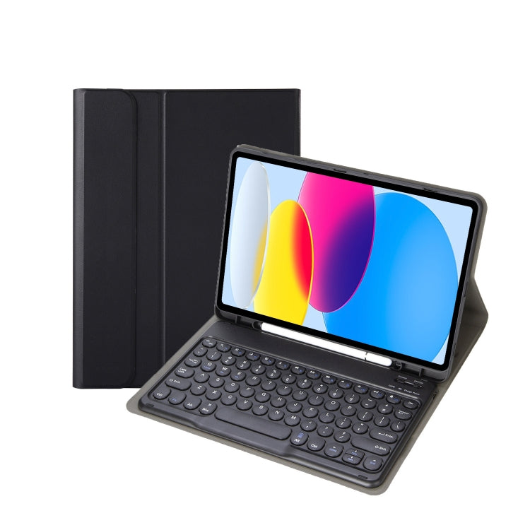 For iPad 11 2025 / 10th Gen 10.9 2022 YA10B Lambskin Texture Bluetooth Keyboard Leather Tablet Case with Pen Slot