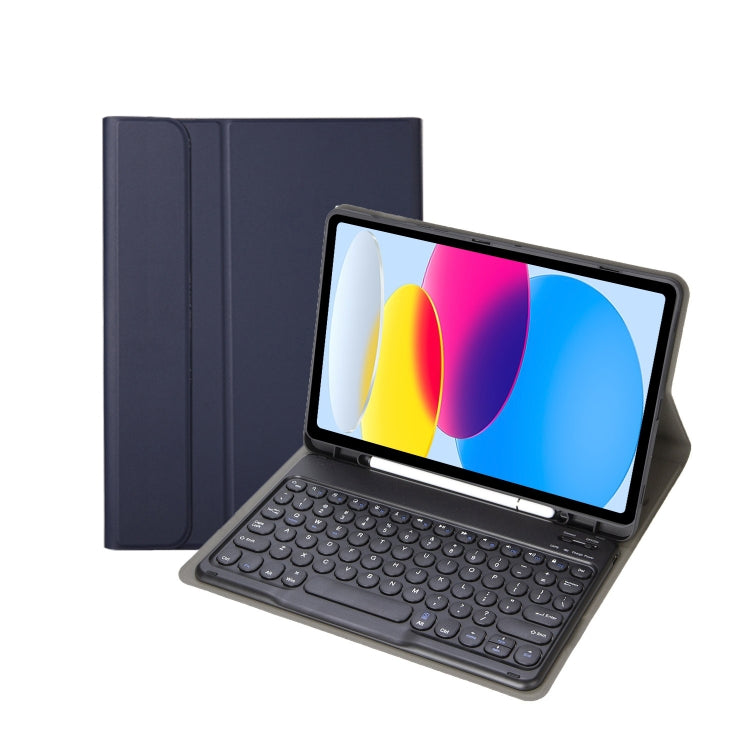 For iPad 11 2025 / 10th Gen 10.9 2022 YA10B Lambskin Texture Bluetooth Keyboard Leather Tablet Case with Pen Slot