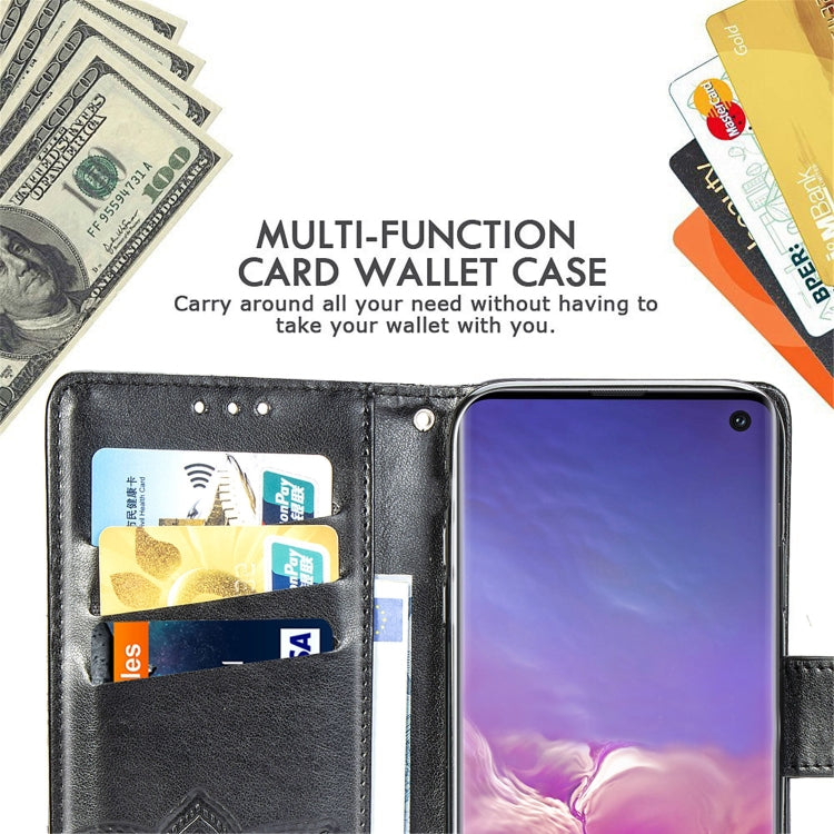 適用於三星 Galaxy S10e 蝶戀花圖案壓花左右開皮套 帶支架&卡槽&錢包&手繩