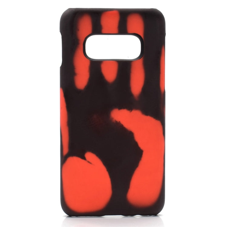 適用於三星 Galaxy S10 貼皮+PC 熱感變色手機保護殼 里殼貼絨 黑色外殼變綠色