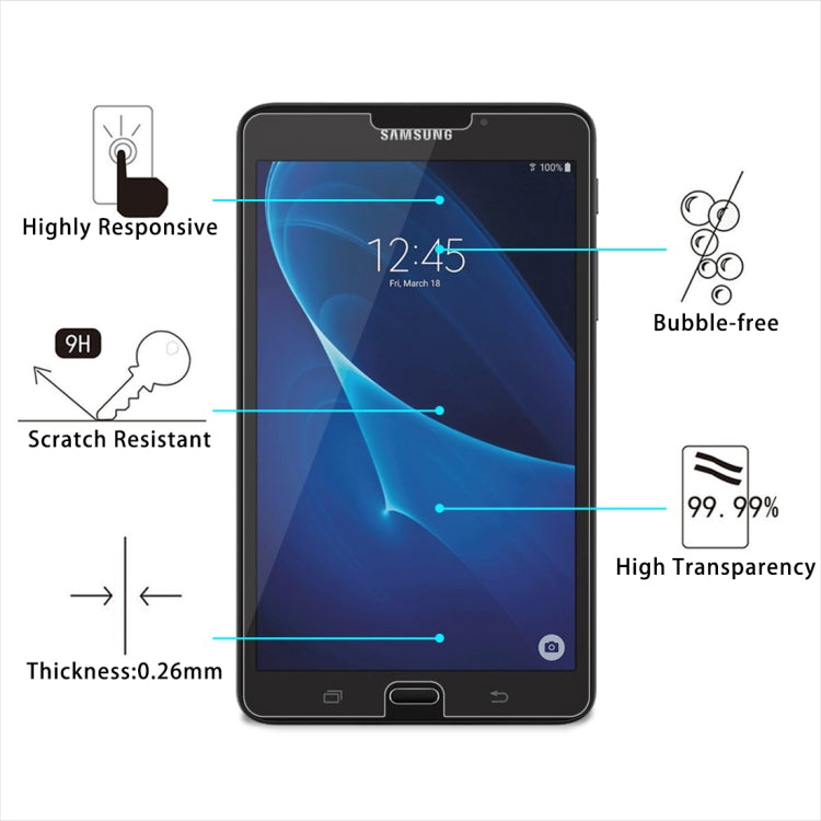 適用於三星蓋樂世 Tab A 7.0  T280 / T285  0.26mm厚度 9H表面硬度 2.5D弧邊 鋼化玻璃保護膜