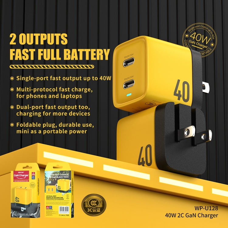 WK WP-U128 40W雙Type-C接口氮化鎵充電器，規格：美規