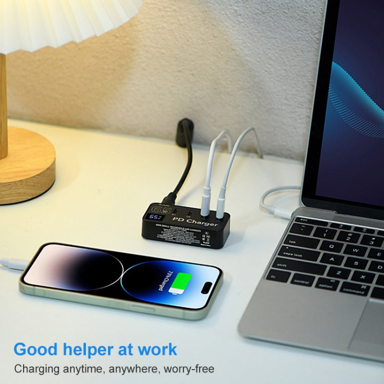 988B 五合一 DC 24V 雙Type-C+3個USB口多功能數顯快充充電器