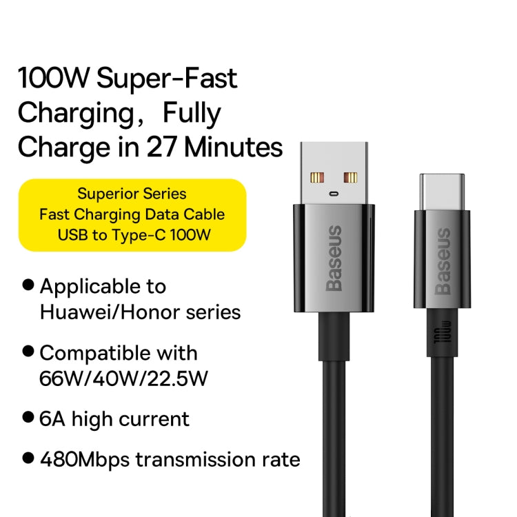 倍思 優勝系列 P10320102214-02 100W USB轉Type-C快充數據線, 線長: 1.5m