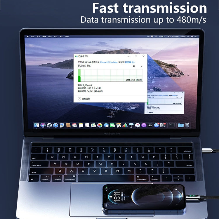 Mutural Li-CC002 酷潮系列 100W Type-C轉Type-C 數顯充電數據線1.2米