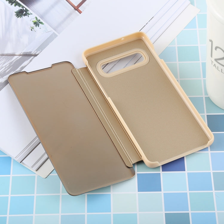 適用於三星蓋樂世 Galaxy S10 PU 電鍍鏡面左右翻蓋皮套 帶支架