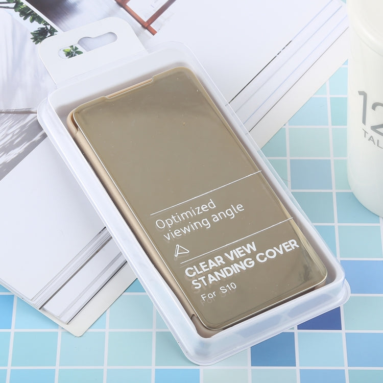 適用於三星蓋樂世 Galaxy S10 PU 電鍍鏡面左右翻蓋皮套 帶支架