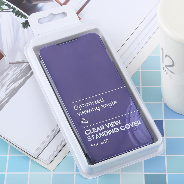 適用於三星蓋樂世 Galaxy S10 Plus PU 電鍍鏡面左右翻蓋皮套 帶支架