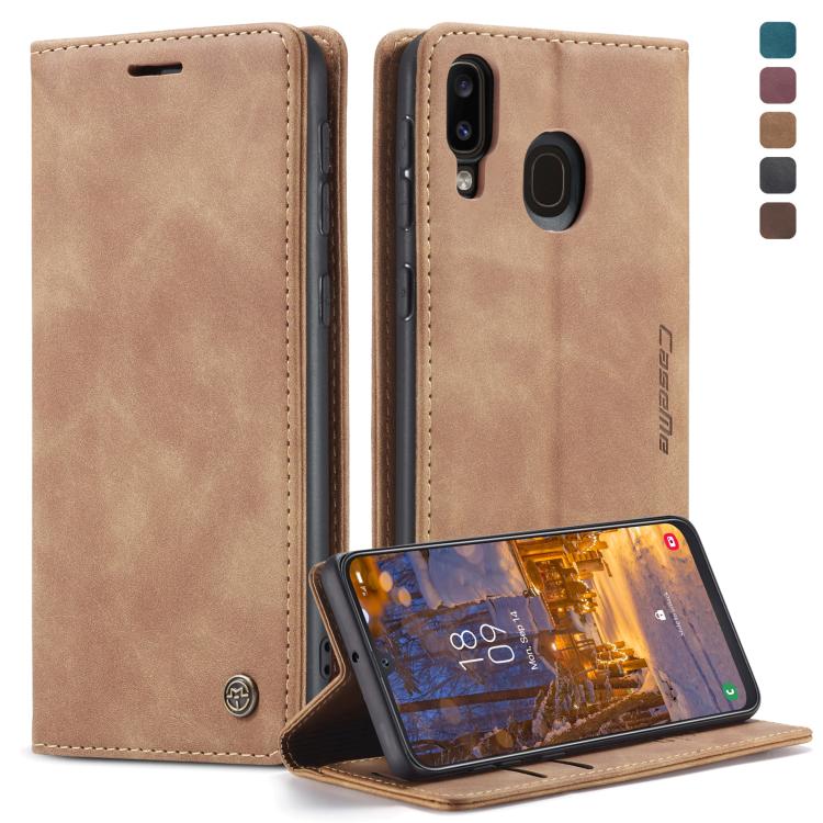 CaseMe-013 適用於Galaxy A40 多功能復古磨砂左右開皮套, 帶支架&卡槽&錢包