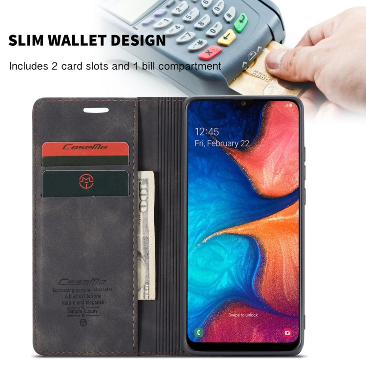 CaseMe-013 適用於Galaxy A20 / A30 多功能復古磨砂左右開皮套, 帶支架&卡槽&錢包