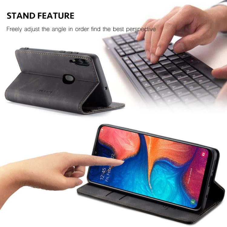 CaseMe-013 適用於Galaxy A20 / A30 多功能復古磨砂左右開皮套, 帶支架&卡槽&錢包