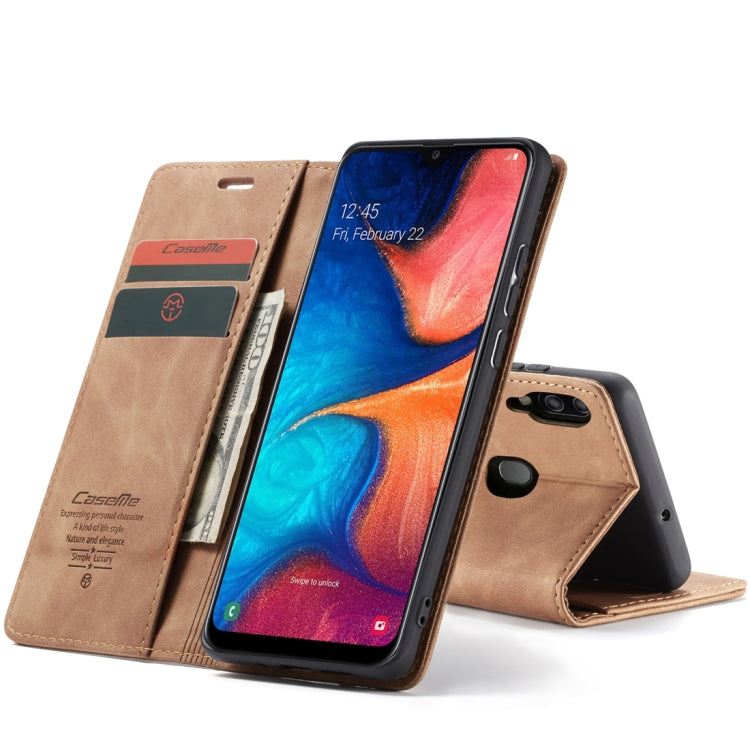 CaseMe-013 適用於Galaxy A20 / A30 多功能復古磨砂左右開皮套, 帶支架&卡槽&錢包