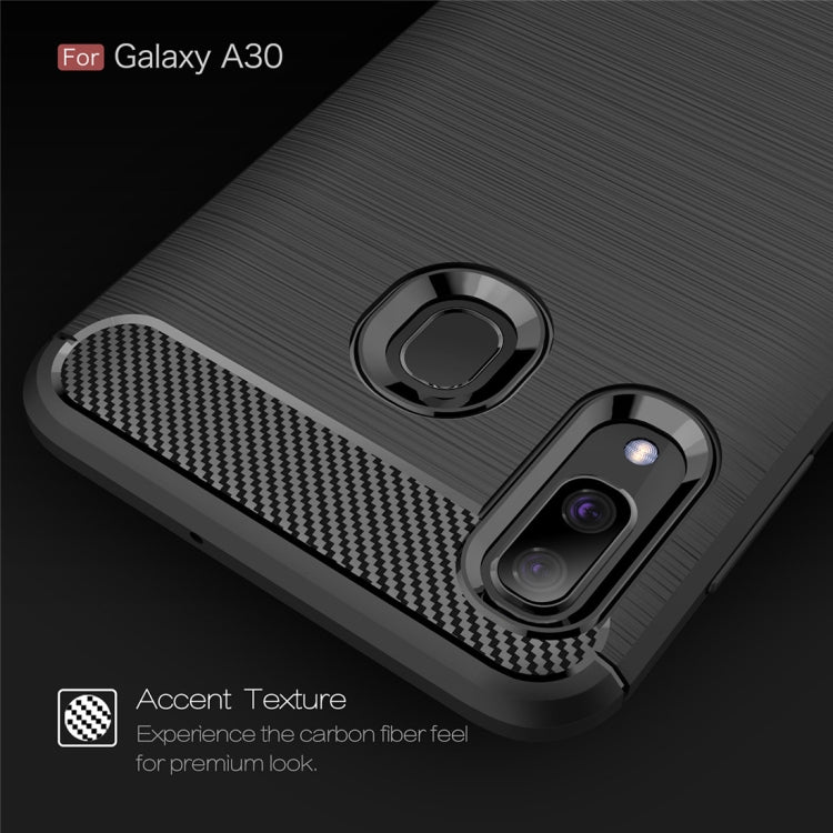 適用於三星 Galaxy A30  防滑拉絲碳纖維紋TPU保護殼