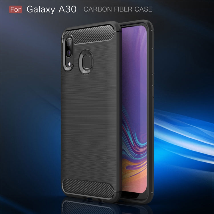 適用於三星 Galaxy A30  防滑拉絲碳纖維紋TPU保護殼