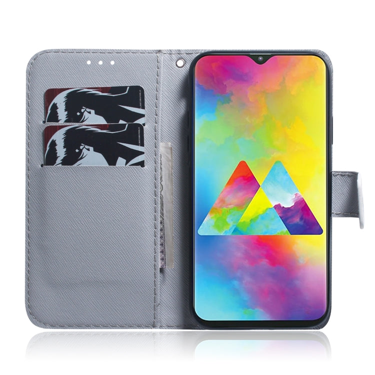 適用於三星 Galaxy M10 / A10 油畫貓頭鷹圖案 彩繪左右開皮套，帶支架&卡槽&錢包
