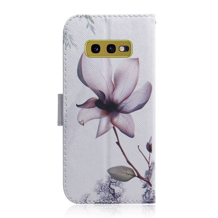 適用於三星 Galaxy S10 E 木蘭花圖案 彩繪左右開皮套，帶支架&卡槽&錢包