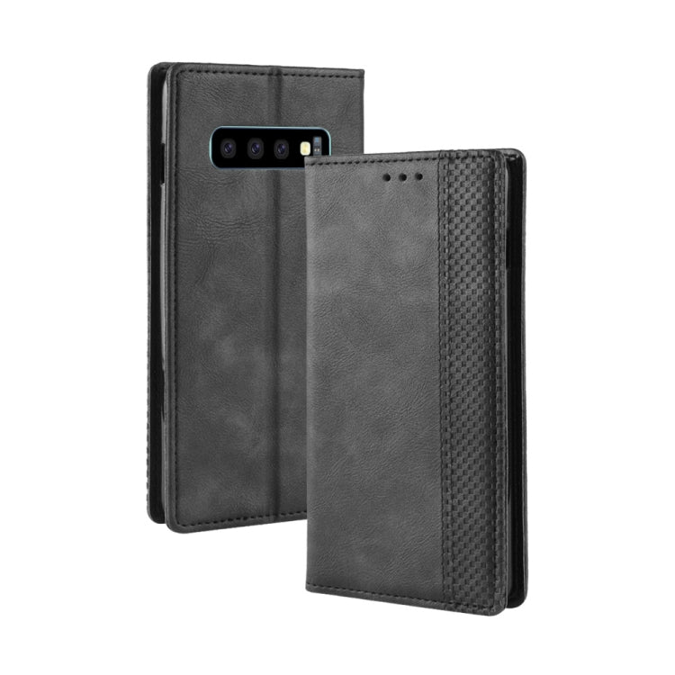 適用於三星 Galaxy S10 磁扣復古紋左右翻蓋皮套 帶支架&卡槽&錢包