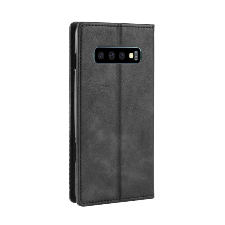 適用於三星 Galaxy S10 磁扣復古紋左右翻蓋皮套 帶支架&卡槽&錢包