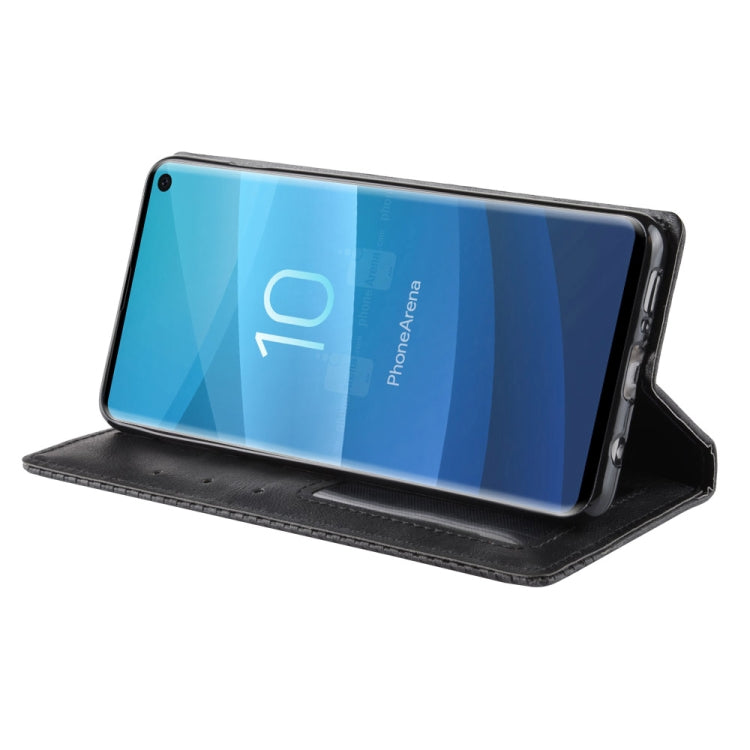 適用於三星 Galaxy S10 磁扣復古紋左右翻蓋皮套 帶支架&卡槽&錢包