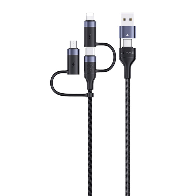 USAMS US-SJ547 U62 USB+Type-C轉Type-C+8 Pin+Micro 鋁合金PD快充數據線 長度：1.2m
