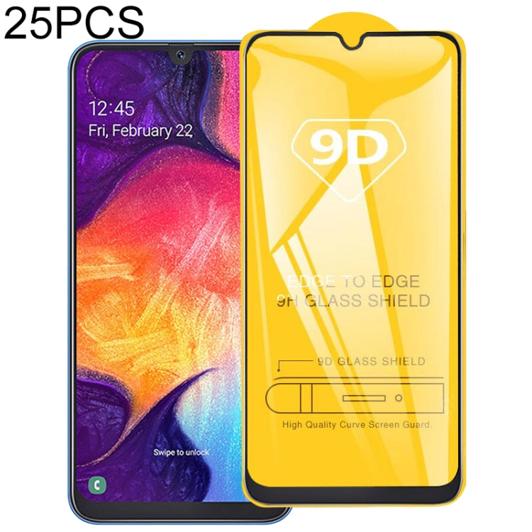 25 PCS 適用於Galaxy A50s 9D 絲印二強 全屏鋼化玻璃膜