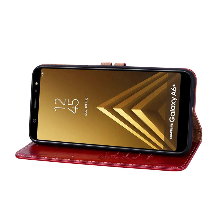 適用於三星蓋世樂 A6 Plus  男女商務款油蠟紋左右翻蓋皮套帶支架&卡槽&錢包