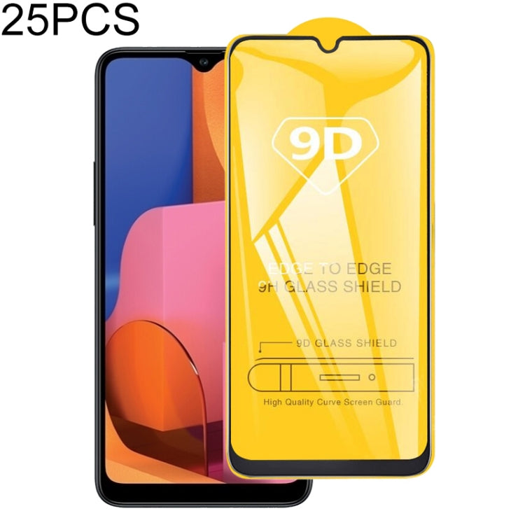 25 PCS 適用於Galaxy A20s 9D 絲印二強 全屏鋼化玻璃膜