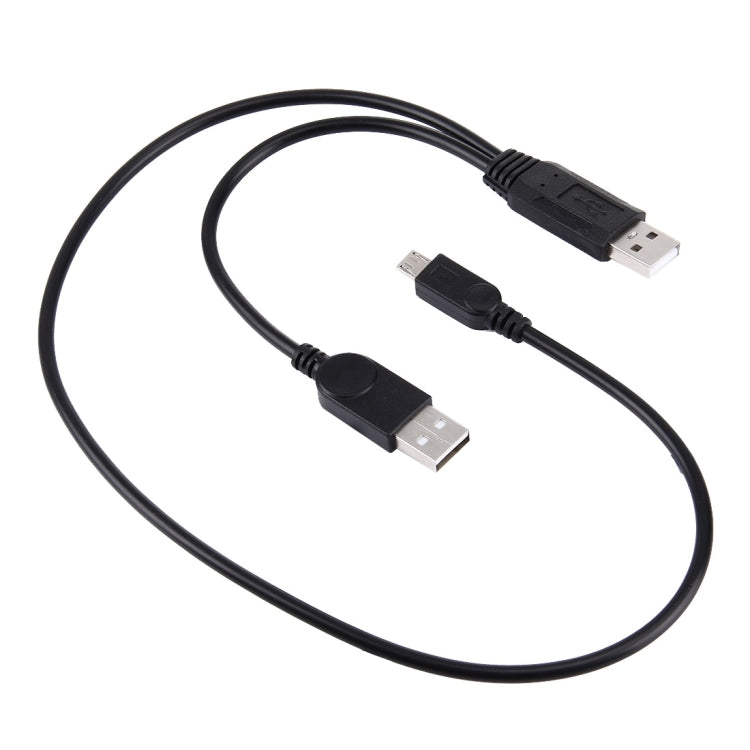 USB 2.0 轉 Micro USB + USB 數據充電線, 50cm 1拖二
