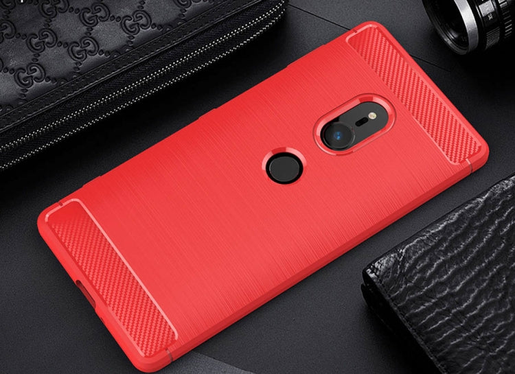 適用於索尼Xperia XZ2 防滑拉絲碳纖維紋TPU保護殼