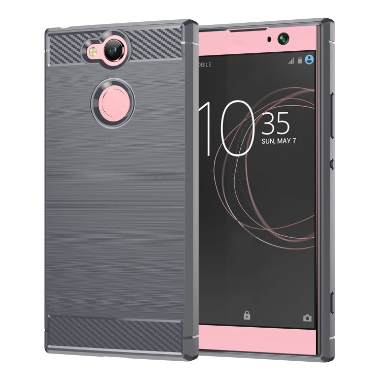 適用於索尼Xperia  XA2 防滑拉絲碳纖維紋軟TPU保護殼