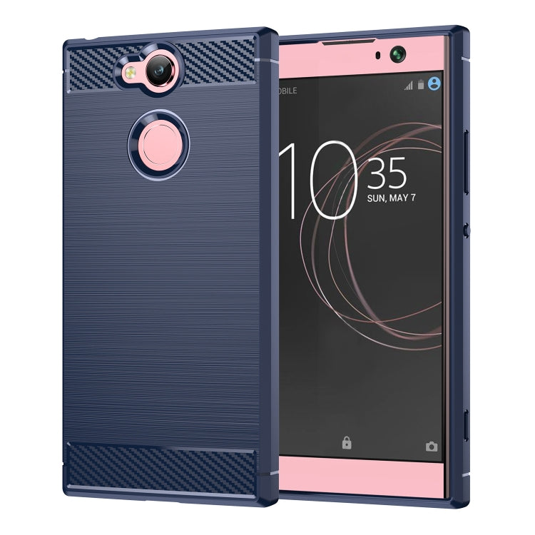 適用於索尼Xperia  XA2 防滑拉絲碳纖維紋軟TPU保護殼
