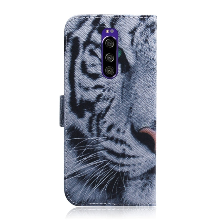 適用於索尼 Xperia 1 老虎圖案 彩繪左右開皮套，帶支架&卡槽&錢包