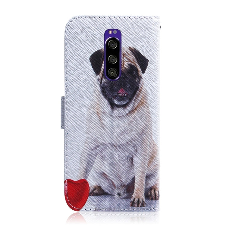 適用於索尼 Xperia 1 八哥犬圖案 彩繪左右開皮套，帶支架&卡槽&錢包