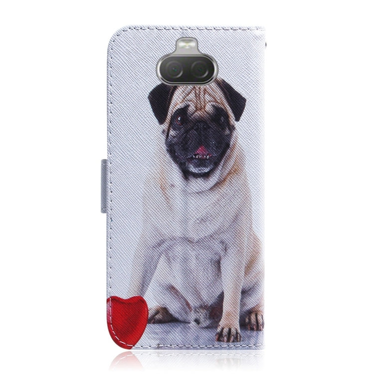 適用於索尼 Xperia 10 八哥犬圖案 彩繪左右開皮套，帶支架&卡槽&錢包