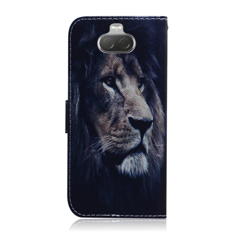 適用於索尼 Xperia 10 獅子圖案 彩繪左右開皮套，帶支架&卡槽&錢包